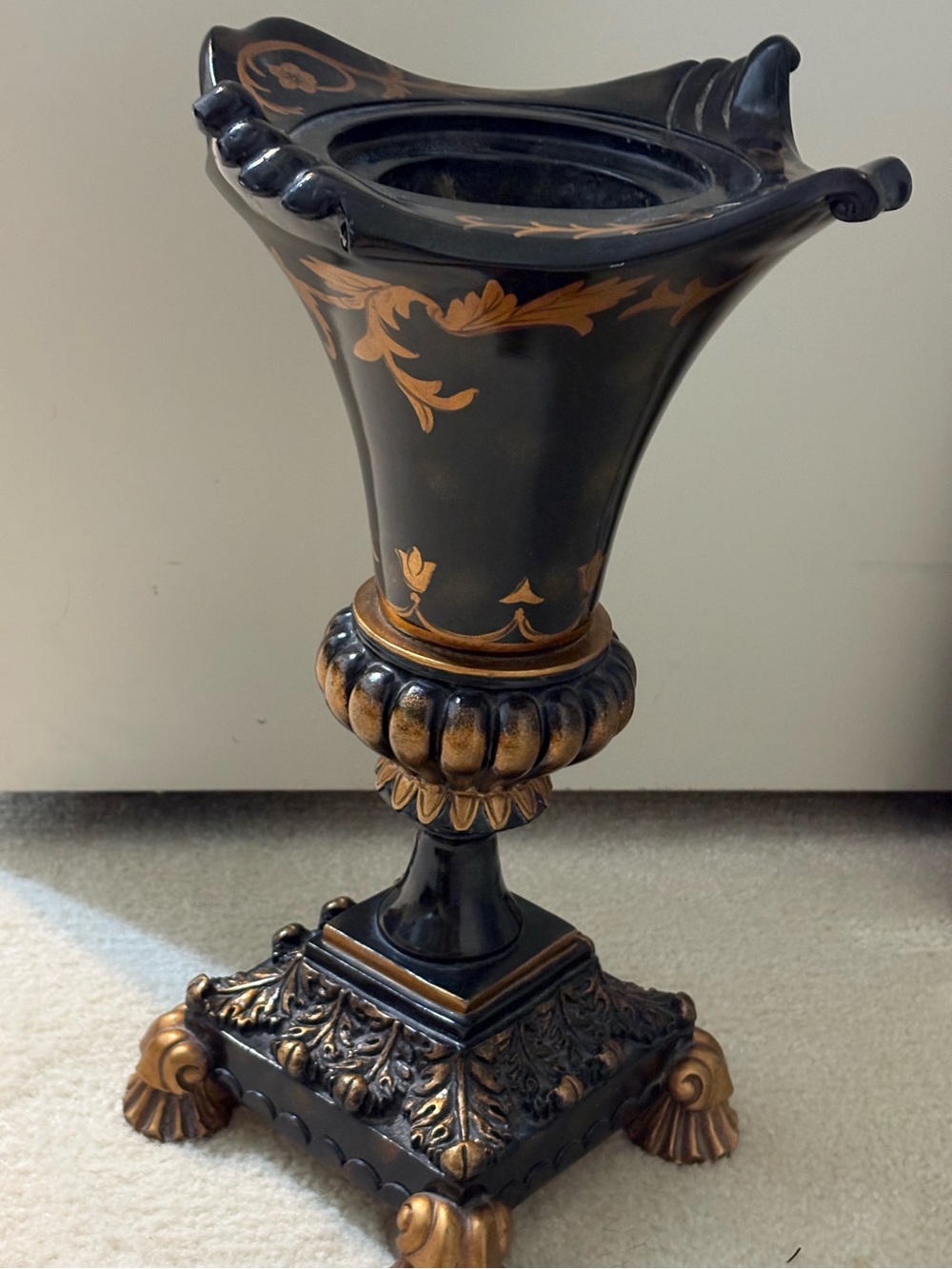 Black and Gold Decorative Urn Accent Vase